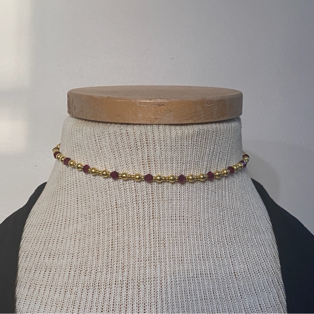 Elegant Gold and Red Beaded Necklace
